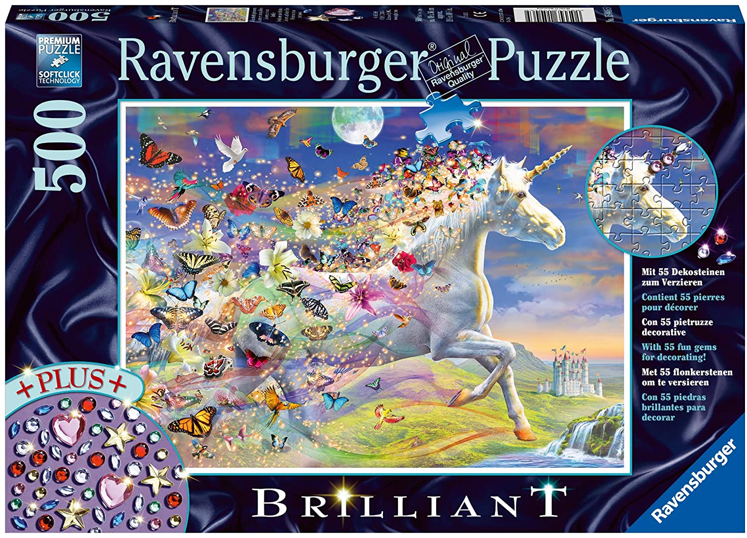 Ravensburger Brilliant Unicorn and Butterflies 500 Piece Puzzle image 0
